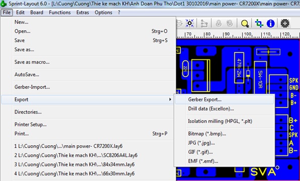Hướng dẫn xuất gerber bằng phần mềm Sprint layout